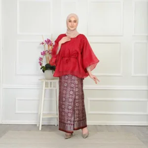 Ogenza Songket Maroon Red