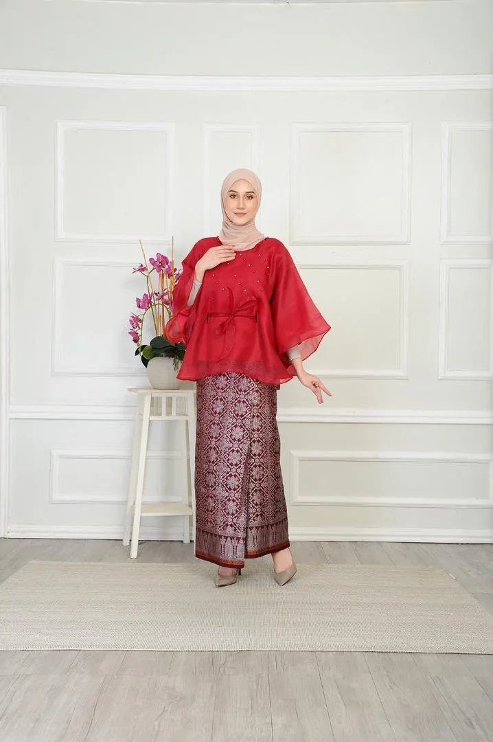 Ogenza Songket Maroon Red